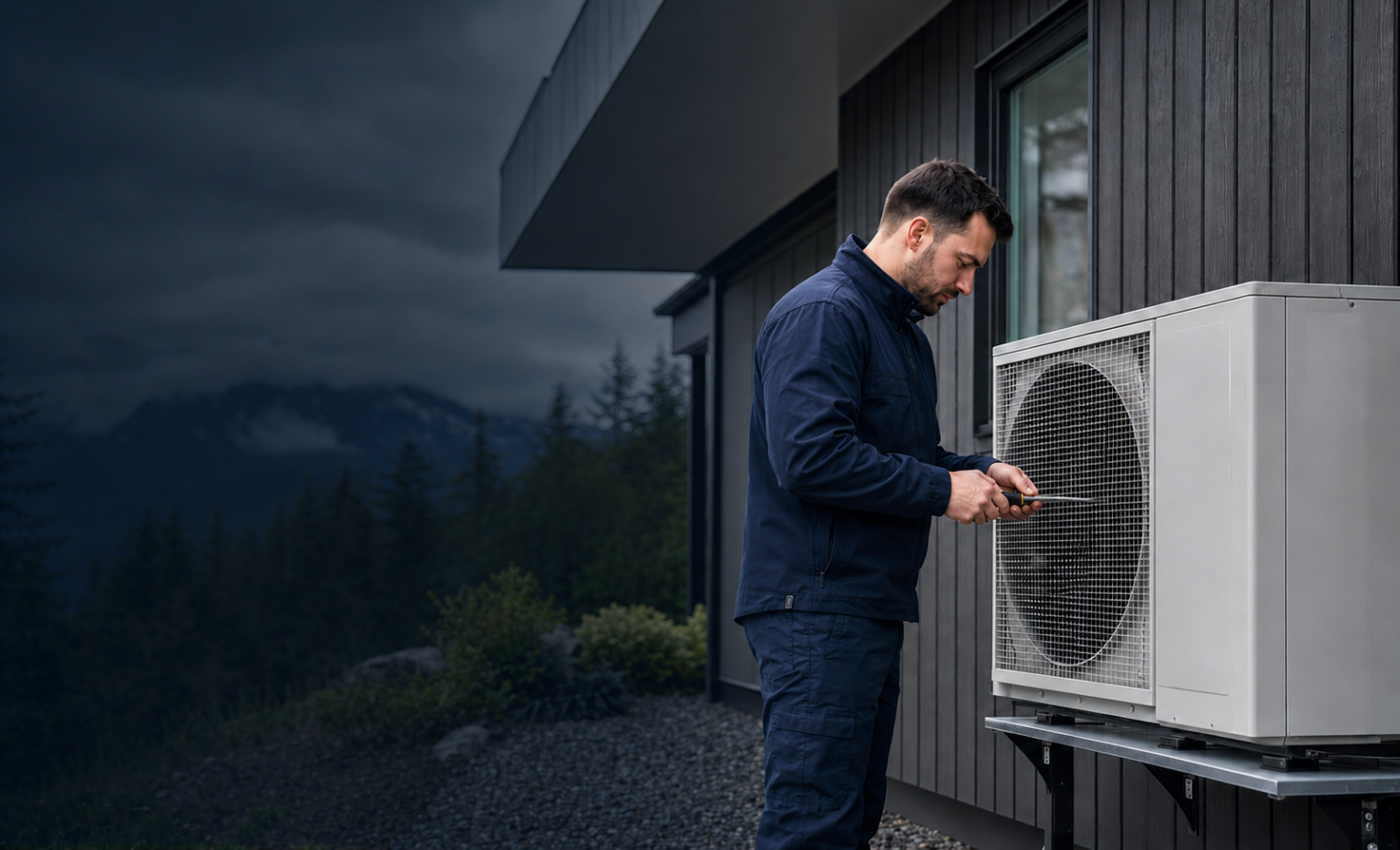 Heating and cooling system service at a home